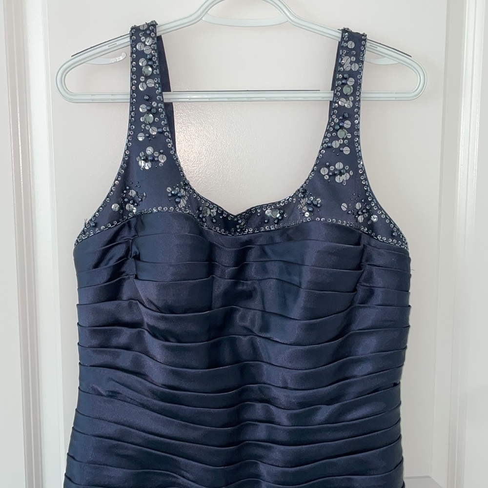 Adrianna Papell Midnight Blue Beaded Mini Dress